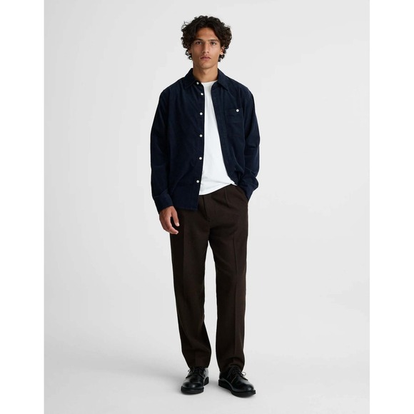 Madewell Mens Pleated Wool-Blend Officer Pant Trouser Brown NX967 34x30 NEW